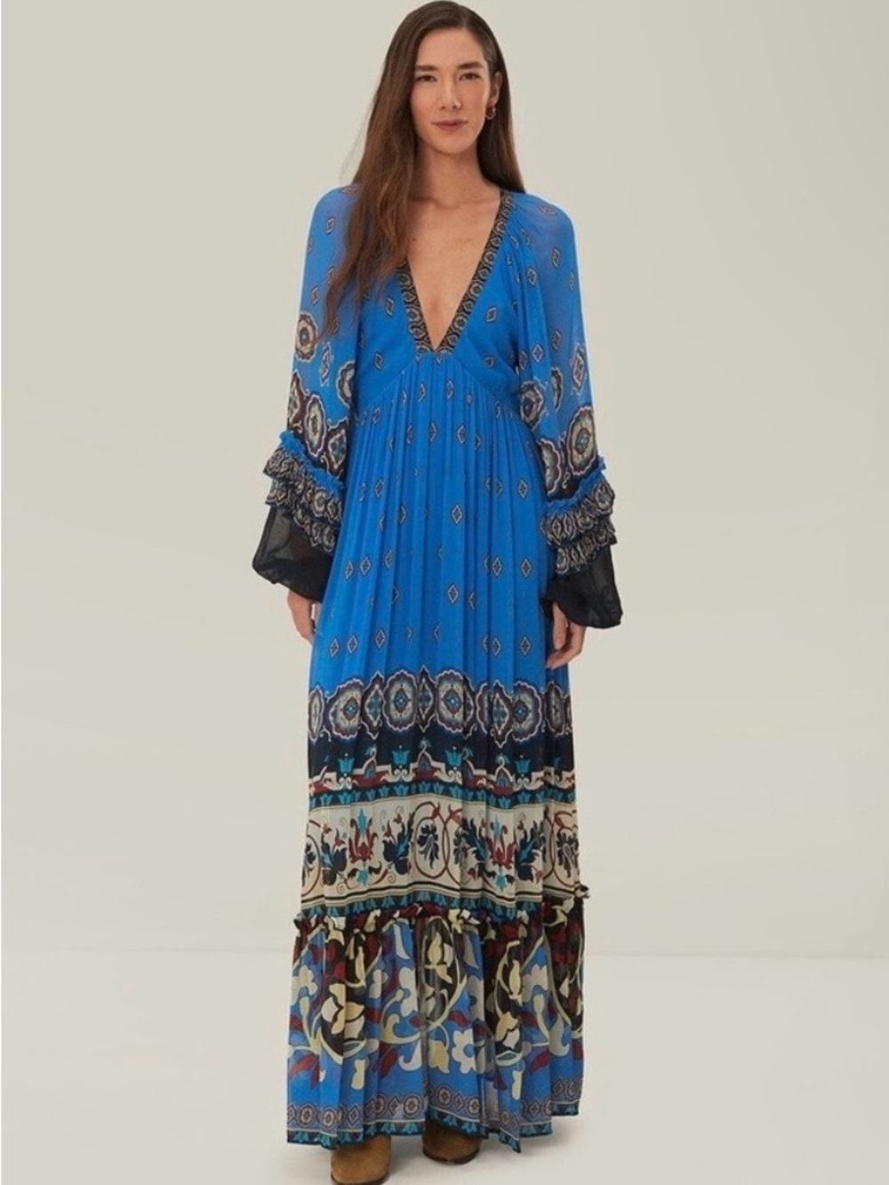 FARM Rio Ainka Tiles Blue Maxi Dress View 2